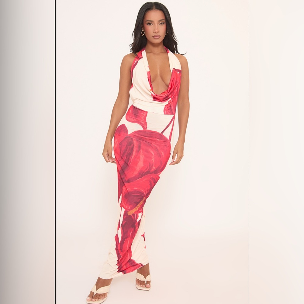 EGO Red and Cream Floral Dress
